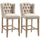 Counter Height Bar Stools Set of 2, Upholstered 26.75" Seat Height Barstools, Breakfast Chairs with Nailhead-Trim, Tufted Back and Wood Legs, Beige