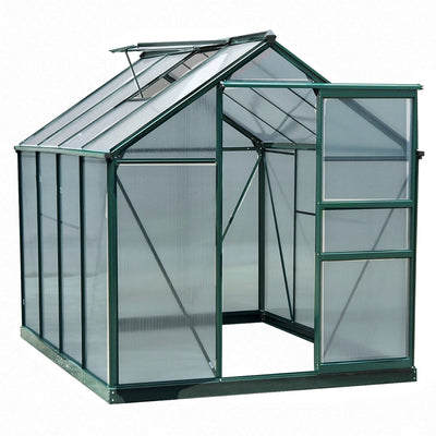 6'x8'x7'H Walk-In Garden Greenhouse Aluminum Frame polycarbonate