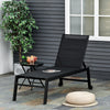 Sun Lounger Chair Reclining Chaise Lounge With Wheels & Adjustable Backrest Bed Lounger Black