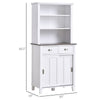 67" Freestanding Buffet with Hutch, Kitchen Cupboard Storage Cabinet with Sliding Doors, Drawers and Open Shelves, Adjustable Shelving, White