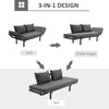 Single Person Chaise Lounger, Modern Sofa Bed with 5 Adjustable Positions, 2 Large Pillows, and Black Legs, Charcoal Grey