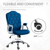 Velvet Office Chair Desk Chair with 360 Degree Swivel Wheels Adjustable Height Tilt Function Dark Blue