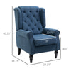 Tufted Armchair Fabric Tufted Accent Chair Living Arm Chair with Thick Padded Over-Sized Sponge Seat and Painted Finished Wooden Legs - Blue