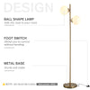 Floor Lamp w/ 2pcs Glass Lamp Shade Modern Portable Decorative Lamp  White