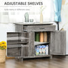 32" Farmhouse Barn Door Style Sideboard, Buffet Cabinet, Coffee Bar for Kitchen, Living Room or Entryway, Grey Wash