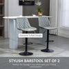 Bar Stools, Bar Stools with Backs, Foot Rest, Round Base and Soft Upholstery for Kitchen, Bar, Swivel Bar Stools, Grey