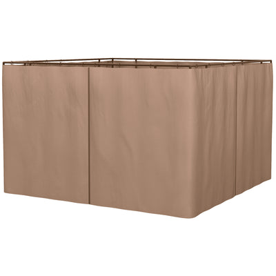 10' x 10' Universal Gazebo Sidewall Set with 4 Panel, 40 Hook/C-Ring Included for Pergolas & Cabanas, Brown