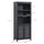 71" Bookcase Storage Hutch Cabinet with Adjustable Shelves and Glass Doors for Home Office, Kitchen, Living Room, Black