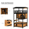 Wooden Outdoor Cat House, Feral Cat Shelter Kitten Tree with Asphalt Roof, Escape Doors, Condo, Jumping Platform, Yellow