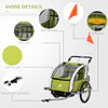 Elite 360 Swivel Double Child Two-Wheel Bicycle Cargo Trailer With 2 Harnesses, Green