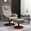Massage Recliner Chair with Ottoman, Electric Faux Leather Recliner with 10 Vibration Points and 5 Massage Mode, Swivel Reclining Chair with Remote Control, Wood Base and Side Pocket, Grey