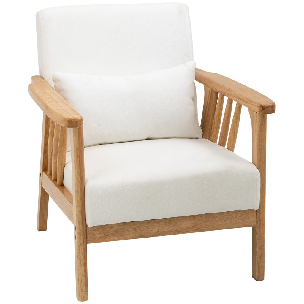 Accent Chairs Upholstered Arm Chair for Bedroom Living Room Chair with Throw Pillow and Wood Legs
