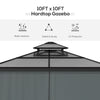 10x10 Hardtop Gazebo with Aluminum Frame, Polycarbonate Gazebo Canopy with Curtains, Netting for Garden, Patio, Backyard, Black
