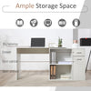 L Shaped Corner Computer Desk Workstation with Rotating Storage Shelves and Drawer for Home & Office, White