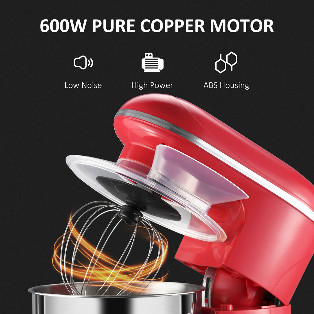 Stand Mixer with 6+1P Speed, 600W Tilt Head Kitchen Electric Mixer with 7.5 Qt Stainless Steel Mixing Bowl,for Baking Bread, Cakes, Cookie, Red