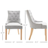 2 Piece Fabric Dining Chairs Set of 2, Leisure Padded Accent Chair with Armrest, Solid Wooden Legs, Light Grey