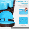 4-piece Cushioned Outdoor Rattan Wicker Round Sunbed or Conversational Sofa Set with Sun Canopy for Lawn Garden Backyard Poolside, Blue