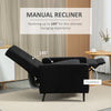 Manual Recliner, Fabric Tufted Club Chair, Home Theater Seating Reclining Sofa for Living Room, Black