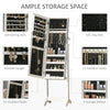 Floor Standing Jewelry Cabinet, Lockable Jewelry Organizer with Full-Length Mirror,  and 4 Adjustable Angles, White