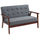 Modern 2-Seat Loveseat Sofa Linen-Touch Fabric Upholstered Tufted Couch with Rubberwood Legs, Grey