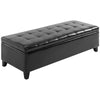Large 51" Tufted Faux Leather Ottoman Storage Bench for Living Room, Entryway, or Bedroom, Black