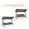 3 Person Porch Swing Bed, Outdoor Patio Swing Chair Bench Hammock with Adjustable Canopy, Cushions, Pillows, Dark Gray