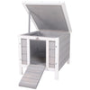 Small Wooden Rabbit Hutch Bunny Cage Guinea Pig House Dog Cage with Openable & Waterproof Roof, Grey