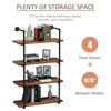 Industrial Pipe Style Shelf 4-Tier Wall-Mounted Utility Bookcase Floating Storage Rack with Metal Frame, Rustic Brown