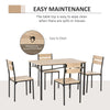 Modern 5 Piece Dining Set,  Dining Room Set with Wood Grain Surface, 4 Chairs, and Steel Frame for Kitchen, Dining Table Set for 4, Oak/Black