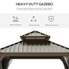 Patio Gazebo 12' x 12', Netting & Curtains, 2 Tier Vented Steel Roof, Hardtop, Rust Proof Aluminum Frame for Gardens, Lawns, Coffee