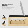 Wooden Workout Bench with Dumbbell Rack and Resistance Bands, Adjustable Incline Weight Bench for Home Gym