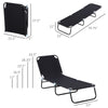 Portable Outdoor Sun Lounger, Lightweight Folding Chaise Lounge Chair w/ 5-Position Adjustable Backrest for Beach, Poolside and Patio, Black
