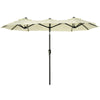 Double-sided Patio Umbrella 9.5' Large Outdoor Market Umbrella with Push Button Tilt and Crank, 3 Air Vents and 12 Ribs, for Garden, Deck, Pool, Brown