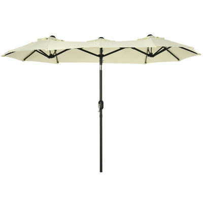 Double-sided Patio Umbrella 9.5' Large Outdoor Market Umbrella with Push Button Tilt and Crank, 3 Air Vents and 12 Ribs, for Garden, Deck, Pool, Brown
