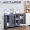 Modern Kitchen Sideboard, Buffet Cabinet with Storage, 4 Glass Doors, Adjustable Shelves for Living Room, Bedroom, Study, Grey