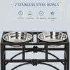 17" Double Stainless Steel Heavy Duty Dog Food Bowl Elevated Pet Feeding Station