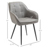 Modern Style Dining Chair Back Accent Chair with PU Leather Upholstery and Metal Legs for Living Room, Light Grey