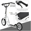 Youth Scooter Front and Rear Caliper Dual Brakes 12-Inch Inflatable Front Wheel Ride On Toy For Age 5+ - White
