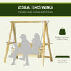 2-Seat Porch Swing Loveseat with Stand and Side Tables, Wooden Patio Swing Chair, for Garden, Poolside, Backyard