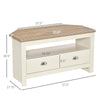 Corner TV Stand Up To 50", Entertainment Center TV Console Table with Drawers and Open Storage Compartment for Living Room, White