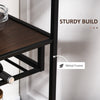 Industrial Wine Rack with 11-Bottles Holder, Free Standing Wine Shelf with Glass Holders for Home Bar, Kitchen, Dark Brown