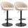 Modern Upholstered Adjustable Barstools with Swivel Seat, Linen Touch Fabric, Steel Frame, Footrest, Beige
