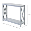 2-Tier Bench Sofa Console Table with Underneath Storage Shelf for the Entryway  Living Room  & Hallway  Grey