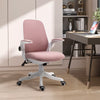 Linen-Touch Fabric Office Desk Chair Swivel Task Chair with Adjustable Lumbar Support, Height and Flip-up Padded Arms, Pink