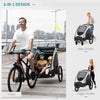 Child Bike Trailer 3 In1 Foldable Jogger Baby Transport Buggy Carrier with Shock Absorber System Rubber Tires  - White & Grey