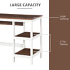 Computer Desk with Display Shelves Home Office Table Workstation  Walnut and White Wood Grain