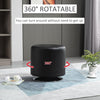 360° Swivel Foot Stool Round PU Ottoman with Thick Sponge Padding and Solid Steel Base, Black