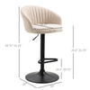 Modern Upholstered Adjustable Barstools with Swivel Seat, Linen Touch Fabric, Steel Frame, Footrest, Beige