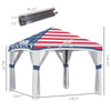 10' x 10' Pop Up Canopy with Netting, Foldable Tents for Parties, Height Adjustable, with Wheeled Carry Bag and 4 Sand Bags for Outdoor, Garden, Patio, American Flag