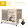 Rabbit Hutch Indoor, 2-Story Bunny Hutch, Wooden Guinea Pig Cage, with No Leak Tray, Universal Casters, Lockable Doors, Run Area, Ramp, Natural